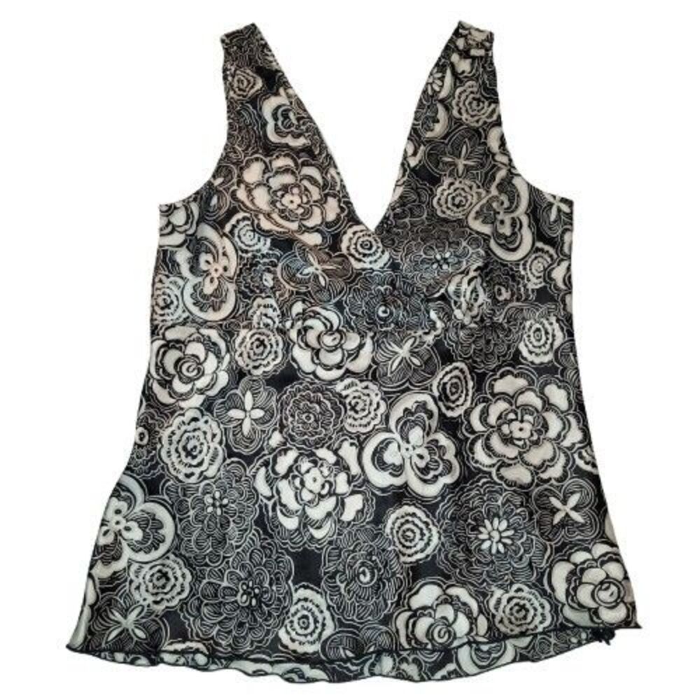 Old Navy Women's Tank Size S Black and White Silk